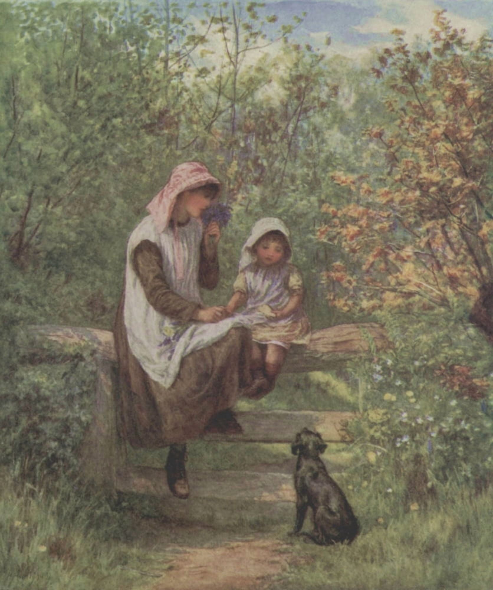 Happy England 1904 The Stile Canvas Art - Helen Allingham (24 x 36)