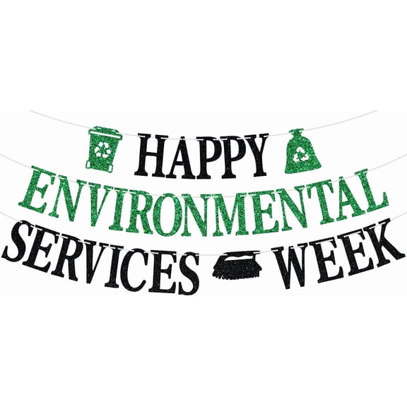 Happy Environmental Services Week Banner, Happy EVS Week, Housekeeping & Cleaning Sign, Natural Environmental Protection Services Week Appreciation Party Decoration Supplies