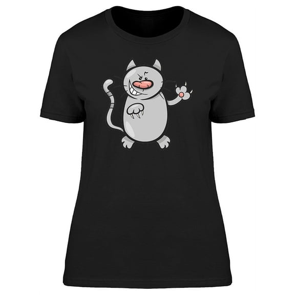 Happy Evil Kitten Cartoon T-Shirt Women -Image by Shutterstock, Female x-Large