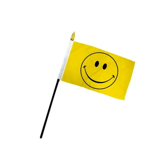 Happy Face 4x6in Stick Flag