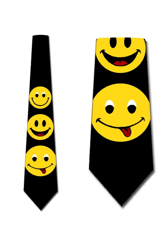 Happy Face (Black) Necktie Mens Tie