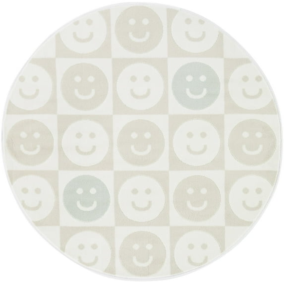 Mainstays Checkered Happy Face Youth Indoor Rug, 47" Round