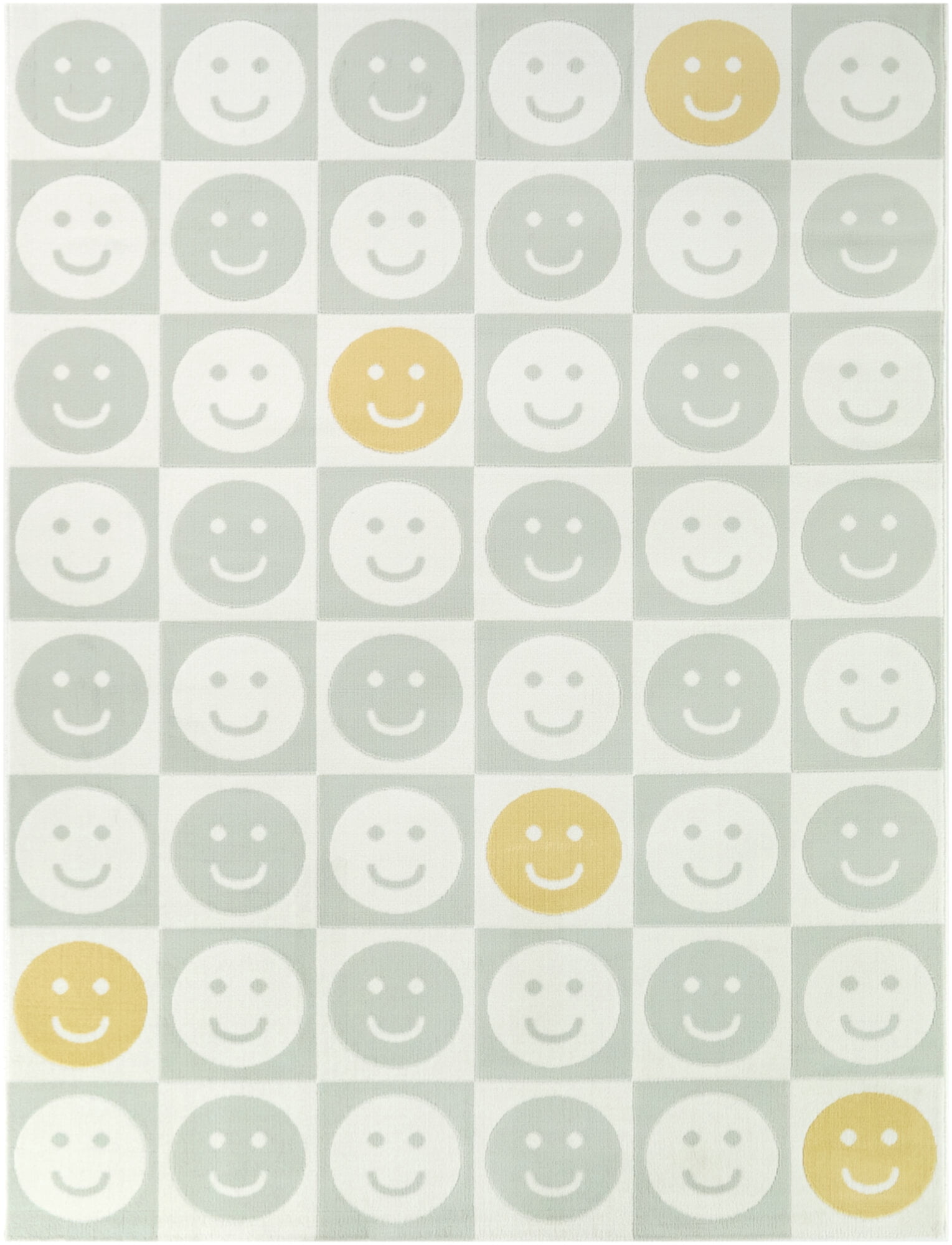 Mainstays Checkered Happy Face Indoor Area Rug, Blue, 7 ft 10 in x 10 ft