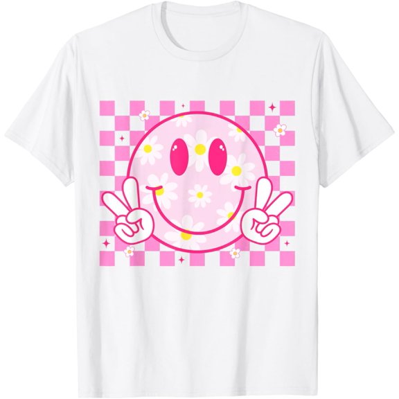Happy Face Daisy Flower Design Preppy Aesthetic Smile Face T-Shirt, F855 Sweatshirt All Size S-5XL