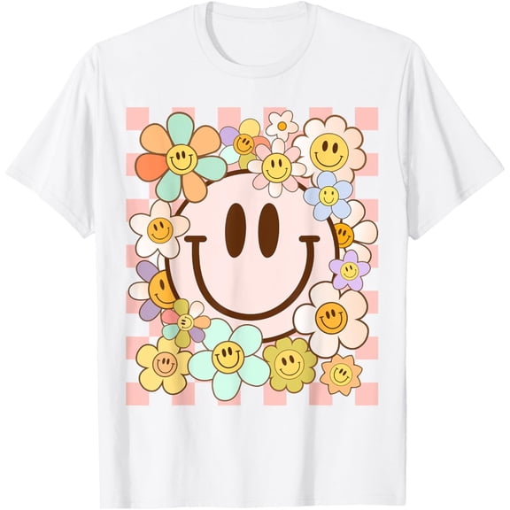 Happy Face Daisy Flower Shirt Preppy Aesthetic Smile Face T-Shirt, F724 Sweatshirt All Size S-5XL