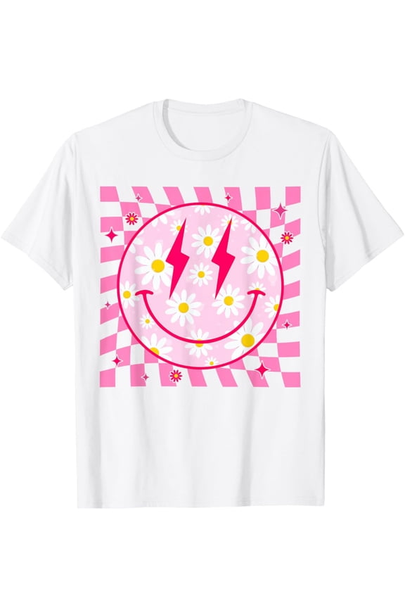 Happy Face Daisy Flower Shirt Preppy Aesthetic Smile Face T-Shirt, F818 Tshirt All Size S-5XL
