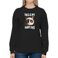 thumbnail image 1 of Happy Face Grumpy Cat Sweatshirt Women -T-Line Designs, Female Large, 1 of 4