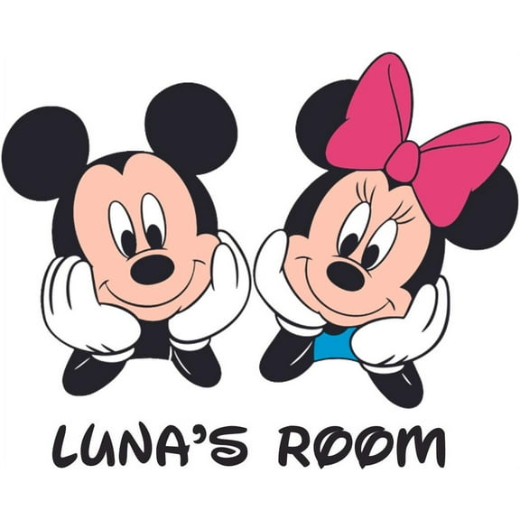 Happy Face Minnie Cartoon Customized Wall Decal - Custom Vinyl Wall Art - Personalized Name - Baby Girls Boys Kids Bedroom Wall Decal Room Decor Wall Stickers Decoration Size (27x30 inch)