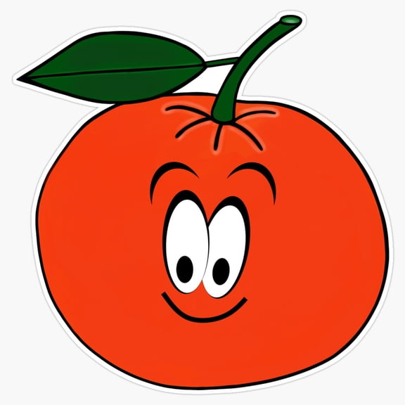 Happy Face Orange Fruit Smiling Citrus Ripe Orchard Agriculture Mascot Decal For Kids Lunchbox Sticker