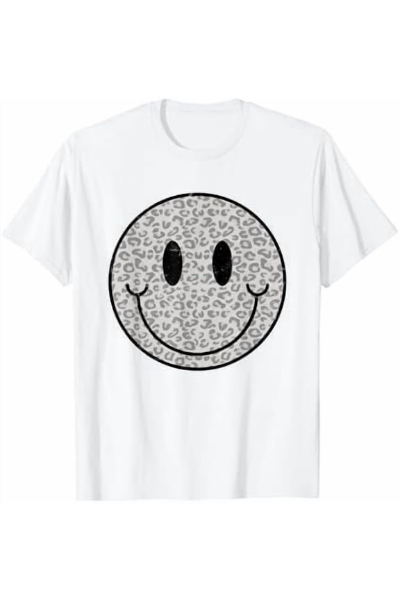 Happy Face Retro Leopard Smile Face T-Shirt, Unisex T-Shirt