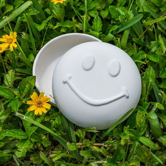 Happy Face Sad Face Box 4.2" IN STOCK Ceramic Bisque Ready To Paint Pottery