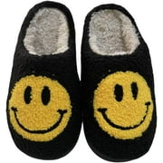 RITORY Happy Face Slippers for Kids Smile Face House Slippers Soft Plush Warm Preppy Slipper Anti-Slip Winter Fuzzy House Shoes for Toddler Girls