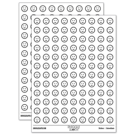 Happy Face Smile Good Job 200+ Round Stickers - White - Matte Finish - 0.50" Size