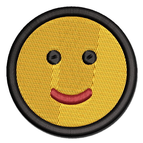 Happy Face Smile Good Job Applique Multi-Color Embroidered Iron-On Patch - 2.0 Inch Mini