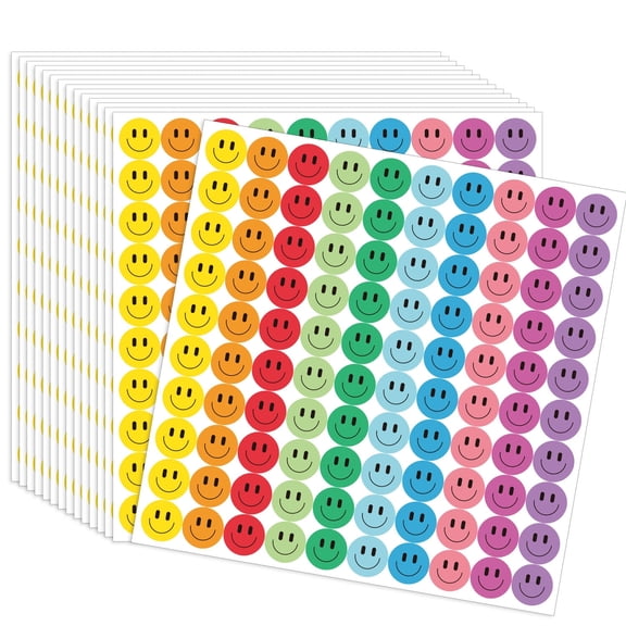 20 Sheets 2000pcs Smiley Face Stickers Bulk, 14.5x14.5cm Large Reward Stickers for Students, Teacher Classroom Incentives & Office Supplies
