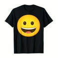 thumbnail image 1 of Happy Face T-Shirt Graphic Tee Funny Top Cotton Short Sleeve Casual Shirt Comfort Black S-5XL, 1 of 5