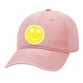 thumbnail image 1 of Happy Face Yellow Smile Face Daisy Eyes Unisex Embroidered Twill Dad Hat, Pink, 1 of 4