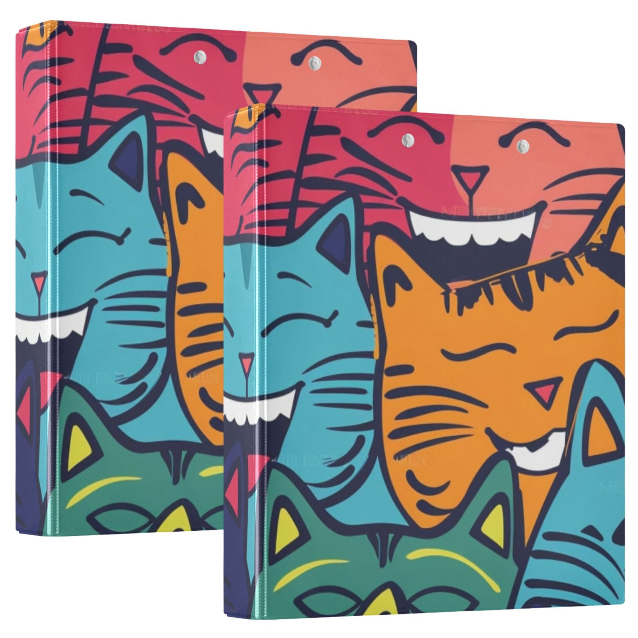 Happy Faces Cats File Folder 3 Ring Binders 1.5 inch Hardcover File ...