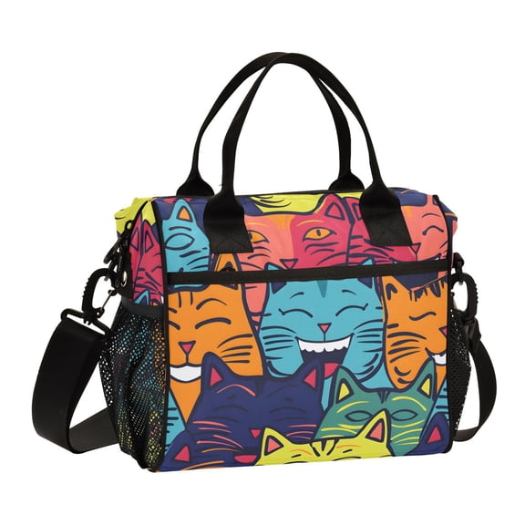 Happy Faces Cats Cooler Bag Lunch Bag Soft Cooler Cooling Tote Insulated Lunch Box for Adult Men Women