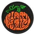 thumbnail image 1 of Happy Fall Autumn Harvest Pumpkin with Vine Applique Multi-Color Embroidered Iron-On Patch - 3.5 Inch Large, 1 of 5