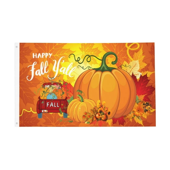 Happy Fall Autumn Pumpkin Flag 3x5 Ft Outdoor Indoor With Grommet Garden Yard Banner Decorative Sign