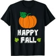 thumbnail image 1 of Happy Fall Autumn Pumpkin With Leaves Funny Creative Graphic T-Shirt, 1 of 3
