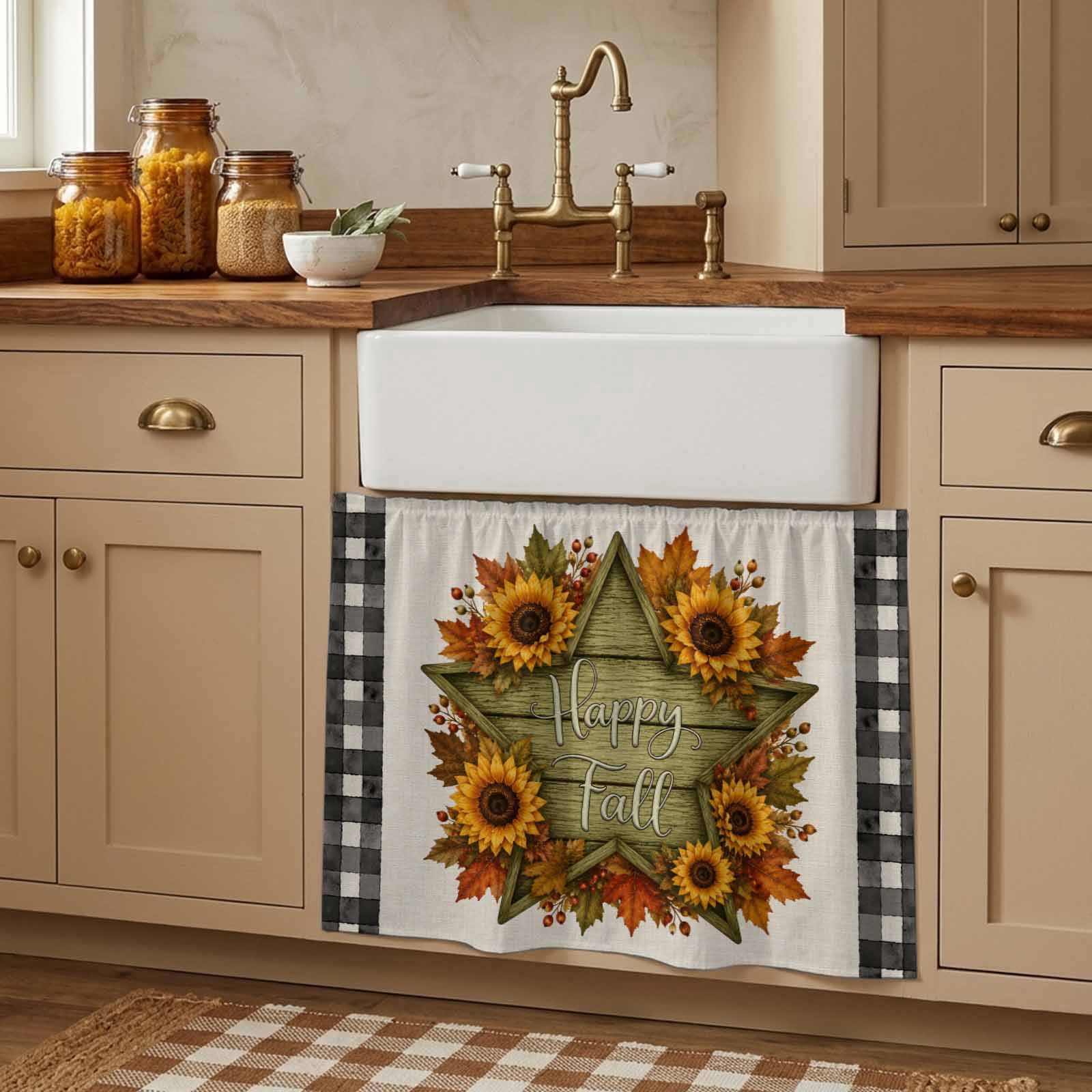 Turky Pentry Happy Fall Cabinet Curtains 11