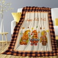 thumbnail image 1 of Happy Fall Gnome Orange Plaid Blanket Lightweight Warm Cozy Soft Fuzzy Flannel Fleece Throw Travel Outdoor Home Decor Small Blanket Gift for Pets 50"x40" S for Kids, 1 of 6