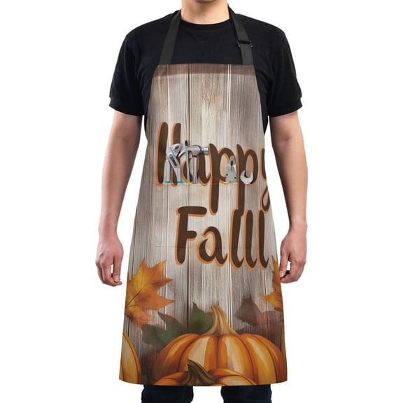 Happy Fall Greeting Card Chef Kitchen Apron with Pockets for Women Waterproof Aprons for Cooking Baking