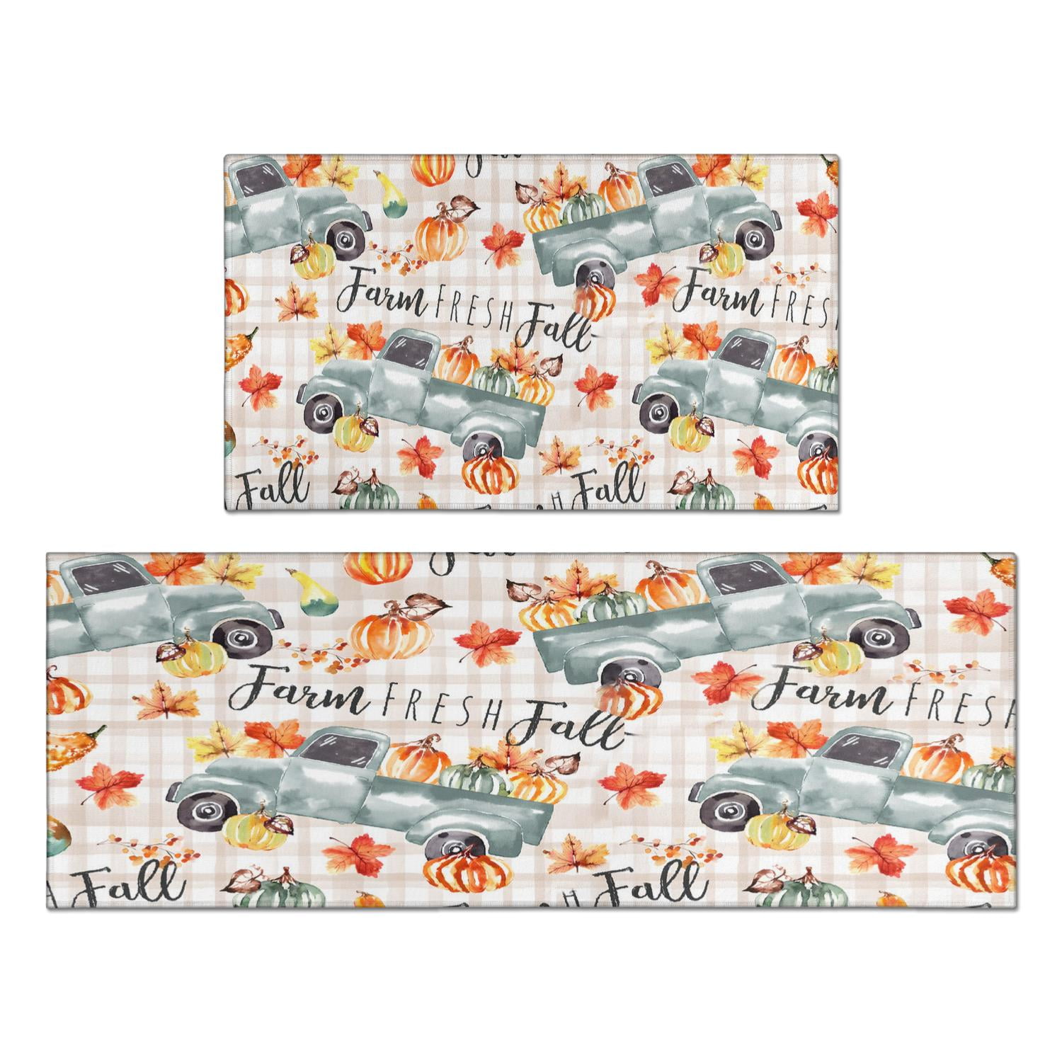 Happy Fall Harvest Pumpkin Kitchen Mats for Floor Autumn Thanksgiving