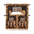 thumbnail image 1 of Happy Fall Maple Swag Curtains for Living Room/Bedroom Windows, Thanksgiving Pumpkins Latte Farmhouse Wood Kitchen Curtains and Valances Set 36 Inch Length, Swags Valance Curtain Panels, 1 of 1