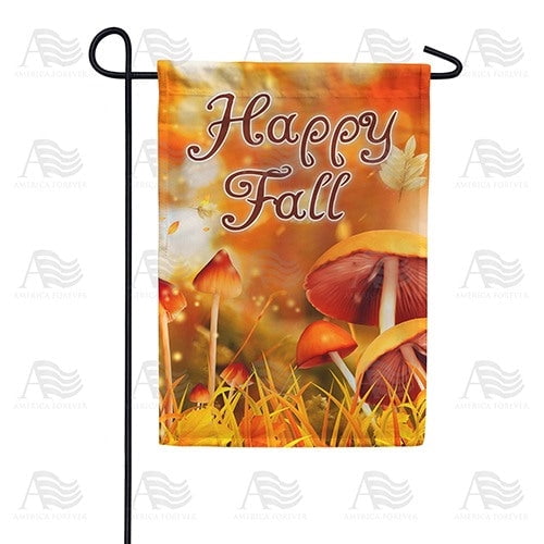 Happy Fall Mushrooms Whimsical Woodland Forest Harvest Season Outdoor Welcome Accent, 28x40 POLE NOT INCLUDED