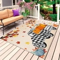 thumbnail image 1 of Happy Fall Outdoor Rug for Patio/Deck/Porch, Non-Slip Large Area Rug 3 x 5 Ft, Thanksgiving Truck Pumpkin Maple Leaf Plaid Indoor Outdoor Rugs Washable Area Rugs, Reversible Camping Rug Carpet Runner, 1 of 8