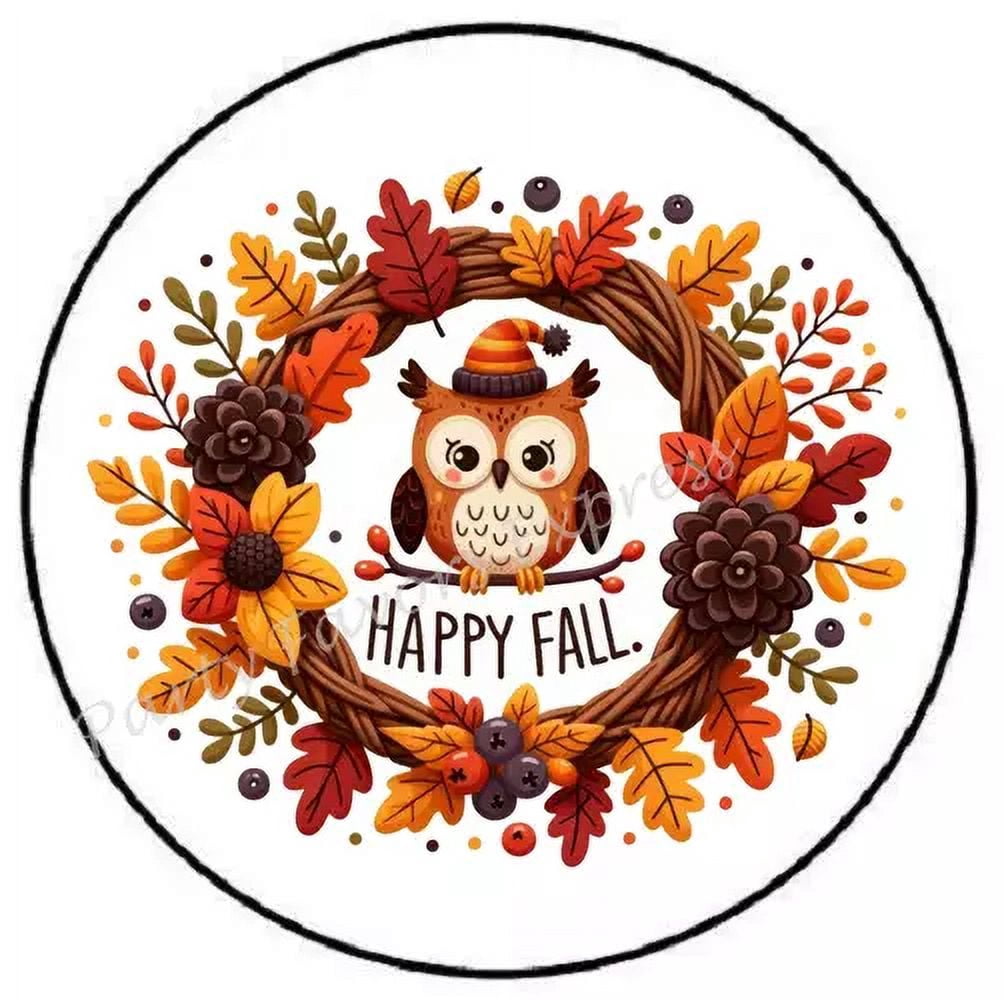 Happy Fall Owl Autumn Sticker Party Favors Sticker Envelope Seals ...