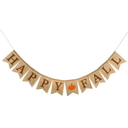 Happy Fall Pumpkin Burlap Banner Autumn Home Flag Garland Party Thanksgiving Day Decoration