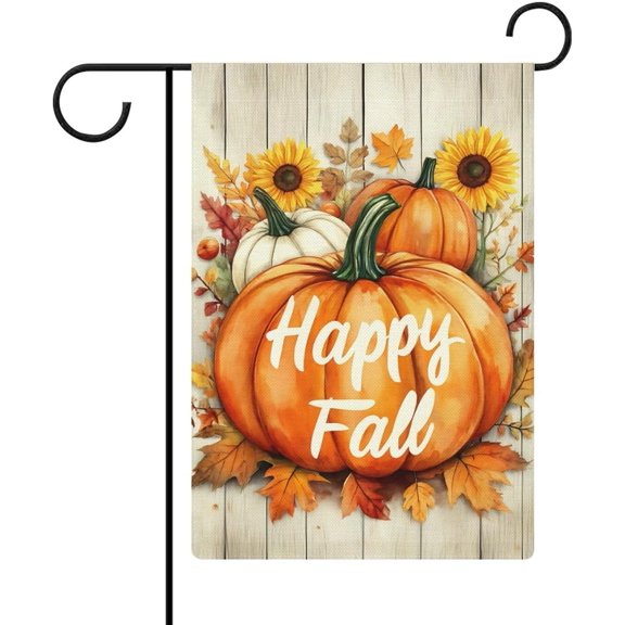Happy Fall Pumpkin Garden Flag Double Sided Small Flag for Outdoor 12x18 Inch Welcome Holiday Decorations
