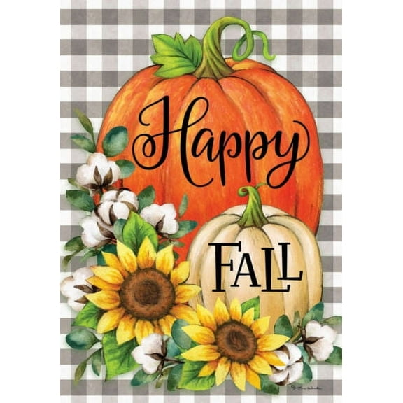 Happy Fall Pumpkin Sunflower Cotton House Flag