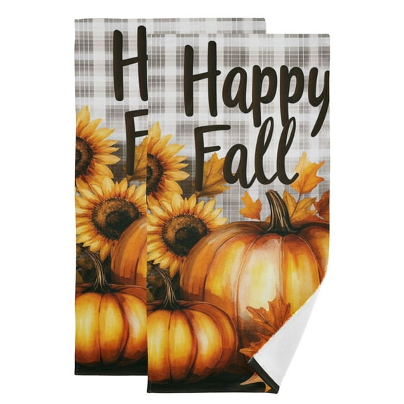 Happy Fall Pumpkin and Sunflower Hand Towel Absorbent Bath Towels for Bathroom Sports Gym(28.3" X 14.4") Set of 2