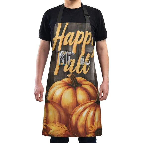 Happy Fall Pumpkins Chef Kitchen Apron with Pockets for Women Waterproof Aprons for Cooking Baking