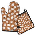 thumbnail image 1 of Happy Fall Pumpkins Kitchen Oven Mitt and Pot Holder Sets 2 Pcs for Baking, Cooking and Grilling, Heat Resistant Up To 392 °F, 1 of 7