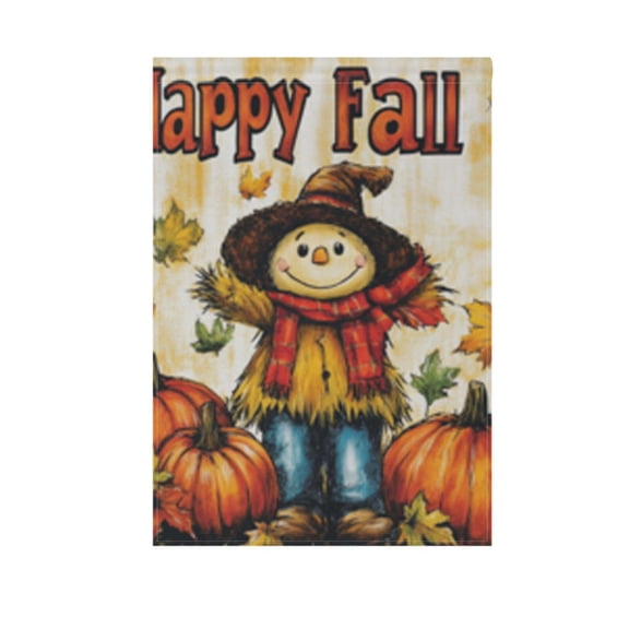 Happy Fall Scarecrow Garden Flag Double Sided 12 x 18/28 x 40 Inch Yard Flag Home Outdoor Yard Patio Lawn Decor