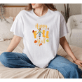thumbnail image 1 of Happy Fall Scarecrow Pumpkin Autumn Leaves Casual Graphic Print Cozy Unisex T-Shirt, for men & women, up to size 5XL, 1 of 2