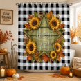 thumbnail image 1 of Happy Fall Shower Curtains for Bathroom, Botanical Sunflower Black Checked Thanksgiving Waterproof Fabric Shower Curtain, Decorative Bathroom Curtain for Bathtub, 72"x72", No Hooks Included, 1 of 9