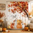 thumbnail image 1 of Happy Fall Shower Curtains for Bathroom, Maple Tree Orange Pumpkins Thanksgiving Rustic Waterproof Fabric Shower Curtain, Decorative Bathroom Curtain for Bathtub, 72"x72", No Hooks Included, 1 of 9
