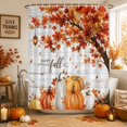 thumbnail image 1 of Happy Fall Shower Curtains for Bathroom, Maple Tree Orange Pumpkins Thanksgiving Wood Waterproof Fabric Shower Curtain, Decorative Bathroom Curtain for Bathtub, 72"x84", No Hooks Included, 1 of 9