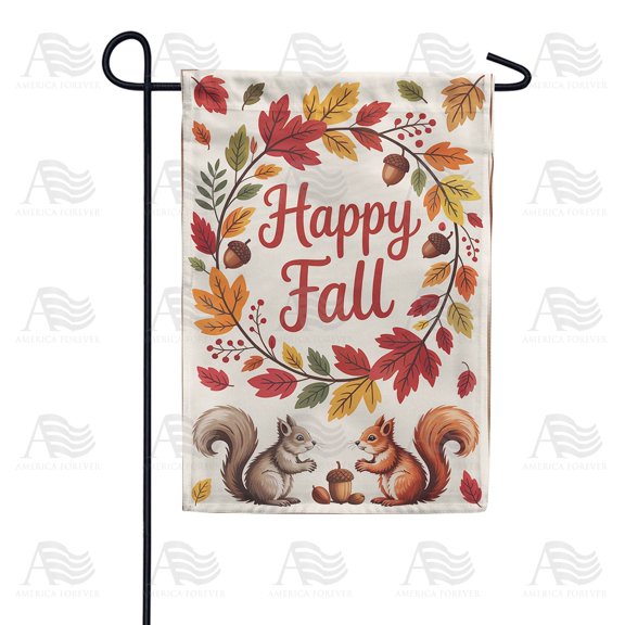 Happy Fall Squirrels Cute Amusing Forest Wildlife Harvest Outdoor Decoration Art, 12x18 POLE NOT INCLUDED