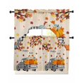 thumbnail image 1 of Happy Fall Swag Kitchen Curtains Sets for Windows 24 Inch Length, Thanksgiving Truck Pumpkin Maple Leaf Plaid Short Window Curtain Panels Swags Valances and Tiers 3 Piece Set for Cafe/Dining Room, 1 of 5
