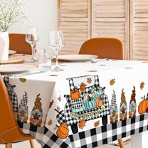 Happy Fall Tablecloth 60 x 102 Inch Rectangle Buffalo Plaids Pumpkin Truck Table Cover Waterproof Autumn Farmhouse Table Cloth for Thanksgiving Harvest Picnic Dining Table