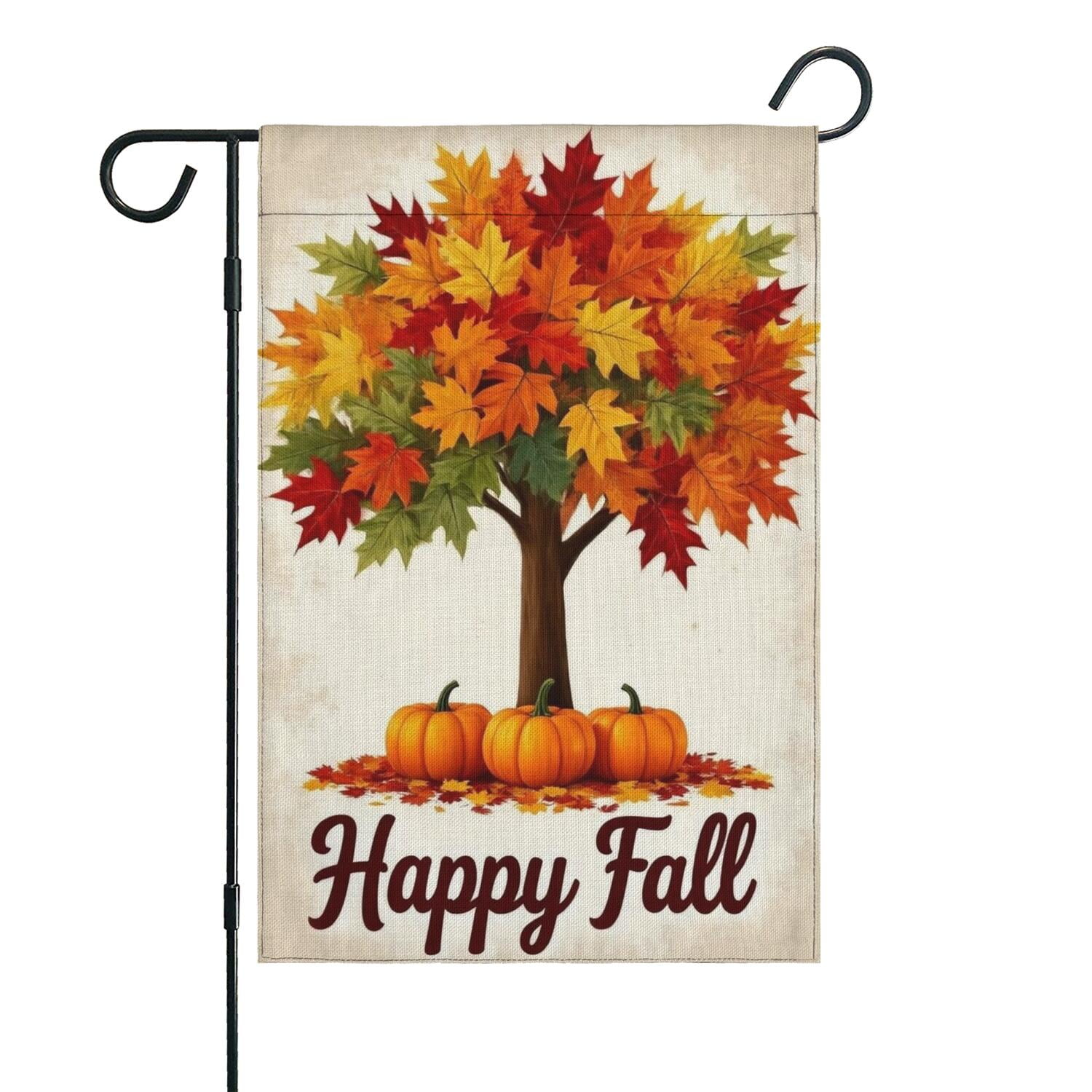 Happy Fall Tree with Pumpkins Fall Garden Flags 12 5 quot x18 quot Double Side Happy Fall Tree with Pumpkins Fall Garden Flags 12 5 quot x18 quot Double Side