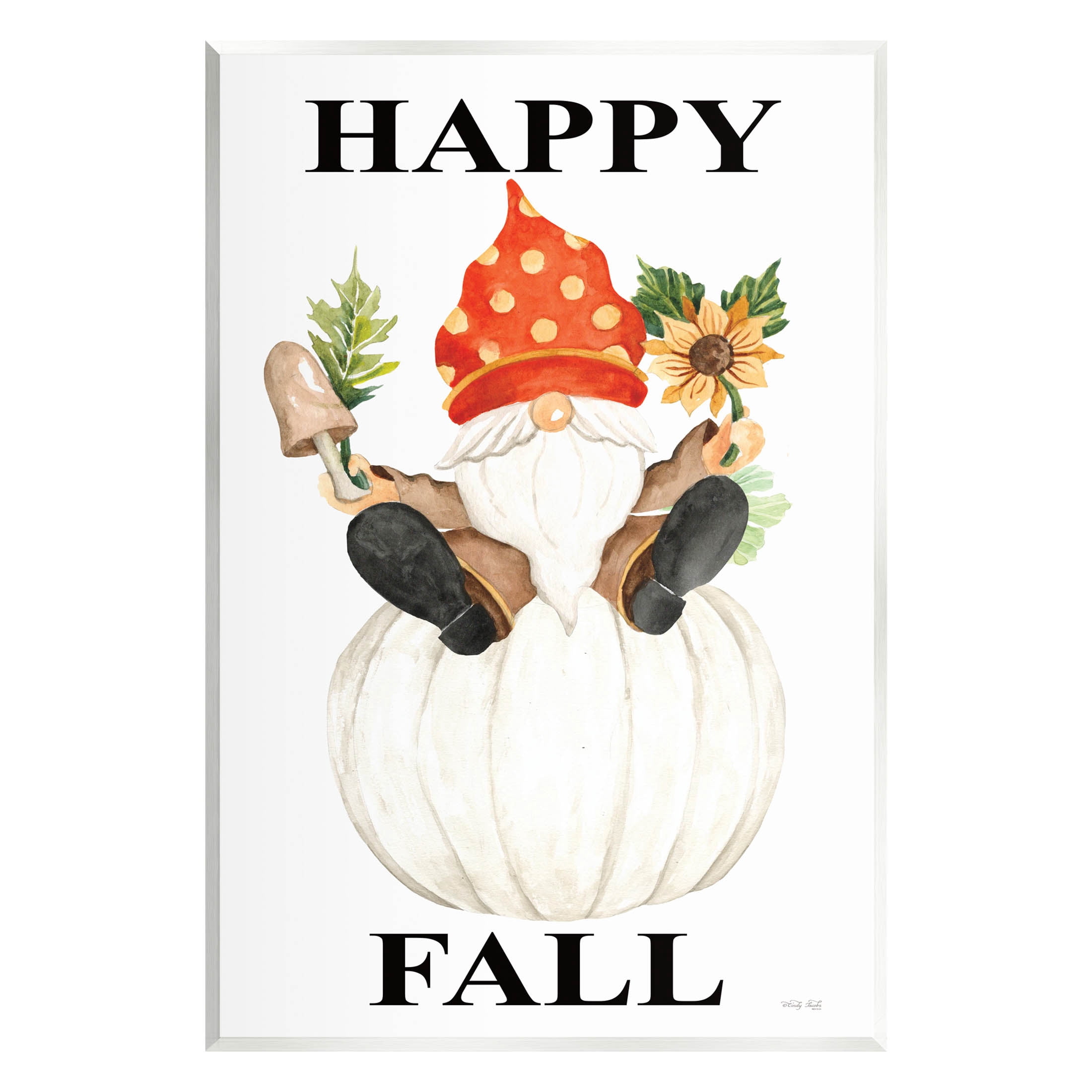 Happy Fall Whimsical Gnome Holiday Graphic Art Unframed Art Print Wall Art